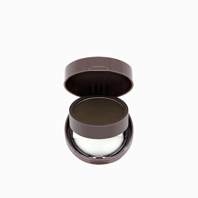 NICKA K dark brown hair concealer compact with dark powder and sponge applicator for root touch ups