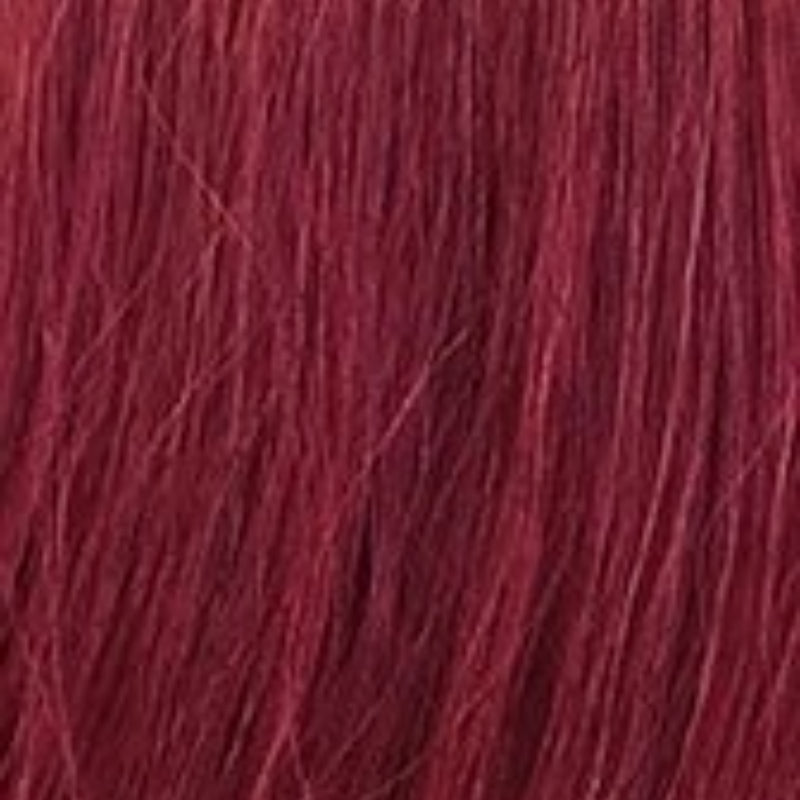 13x4 lace front wig straight burgundy red synthetic hair close up showing smooth straight strands and natural sheen