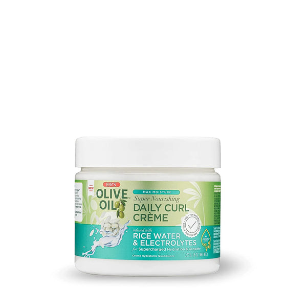 ORS Olive Oil jar of Super Nourishing daily curl creme for natural hair with rice water hydration