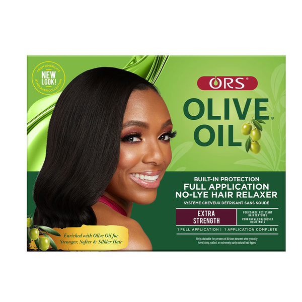 ORS extra strength olive oil relaxer kit for full application no-lye hair relaxer with built-in protection