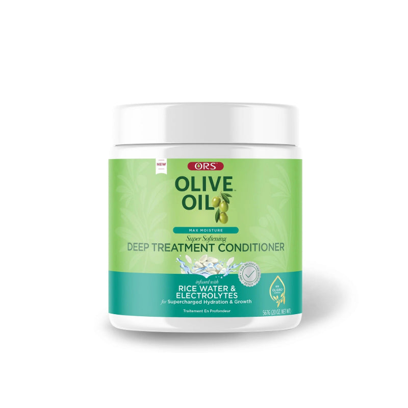 ORS Olive Oil Deep Treatment Conditioner jar with rice water and electrolytes olive oil deep conditioner for hair
