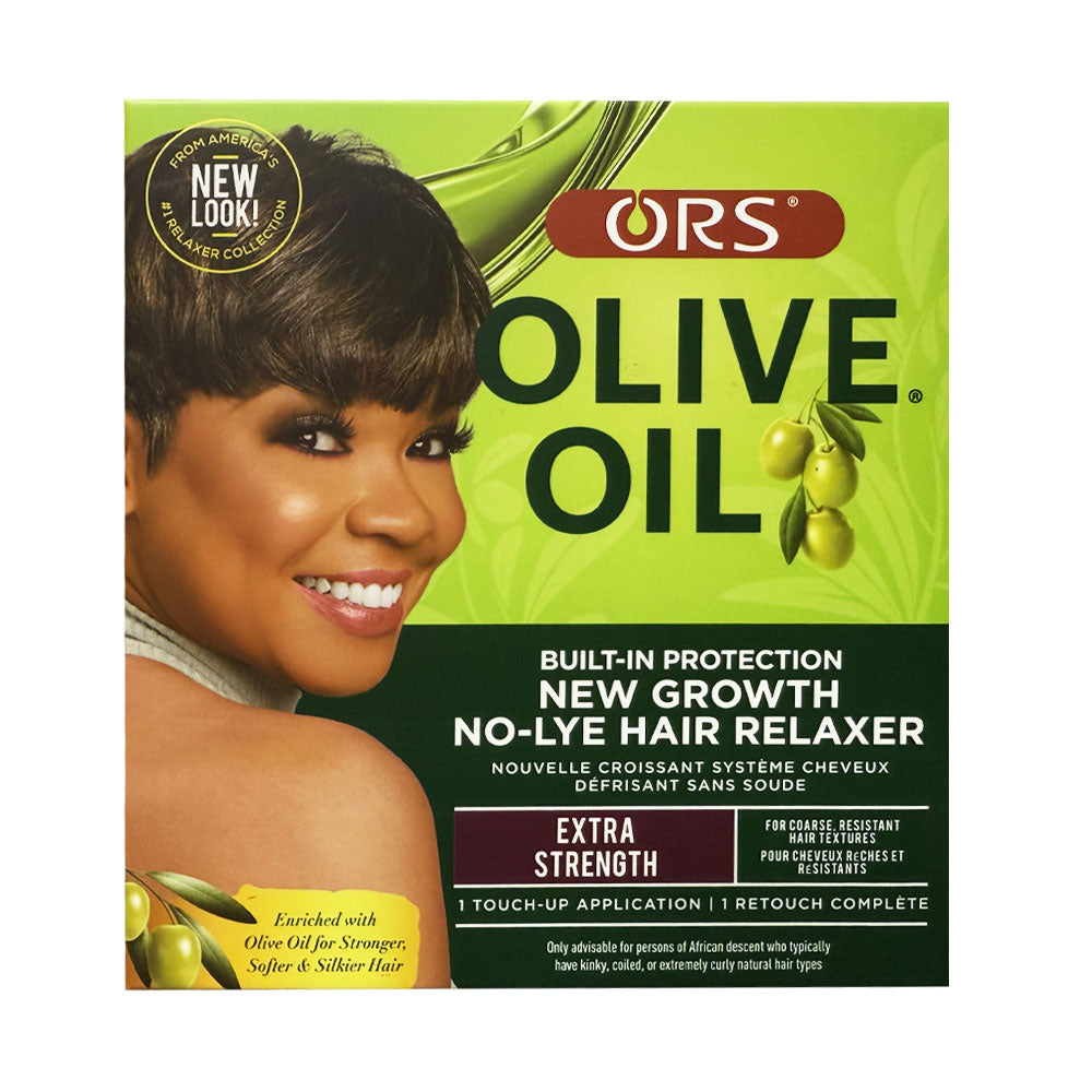 ORS olive oil hair relaxer kit with no-lye formula for new growth and extra strength hair care