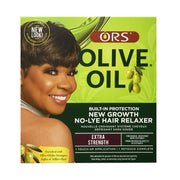 ORS olive oil hair relaxer kit with no-lye formula for new growth and extra strength hair care