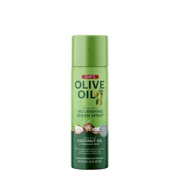 ORS olive oil sheen spray nourishing hair care with coconut oil for natural shine