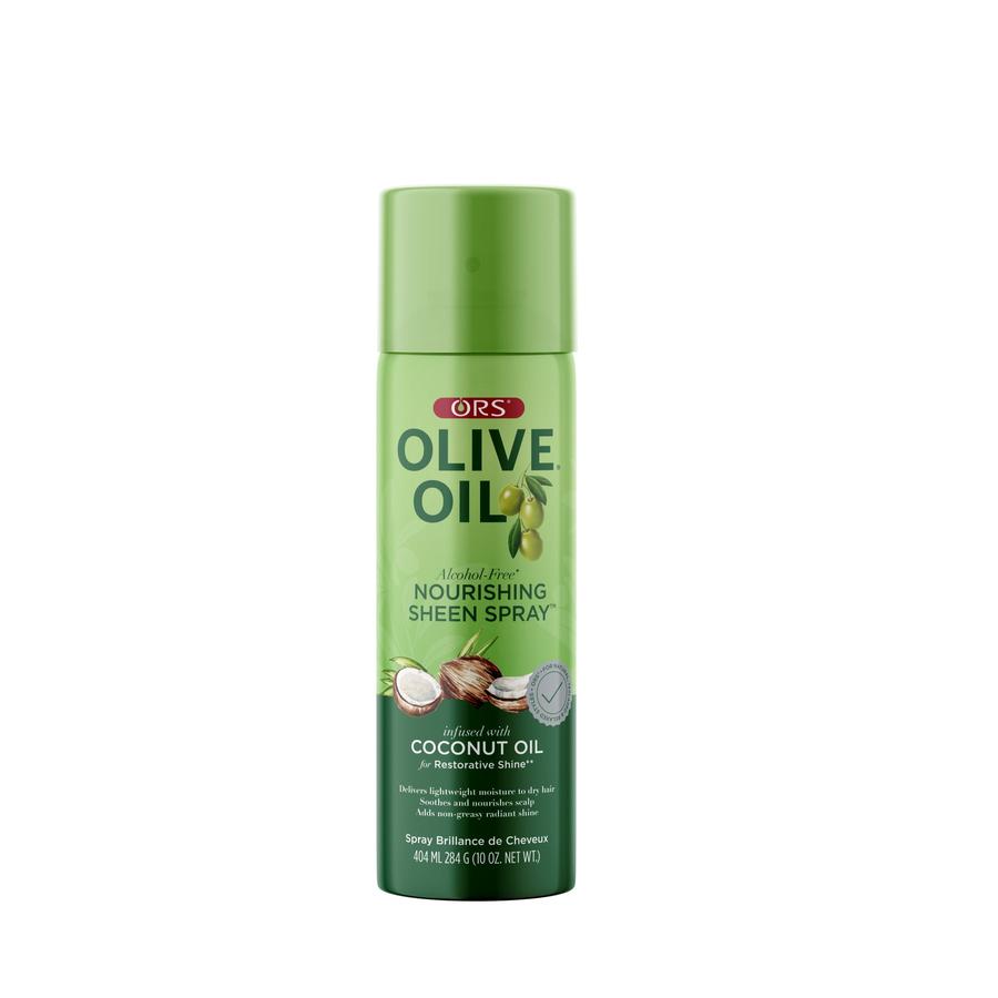 ORS olive oil sheen spray nourishing hair care with coconut oil for natural shine
