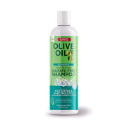 ORS bottle of olive oil sulfate free shampoo with rice water and electrolytes for super hydrating hair