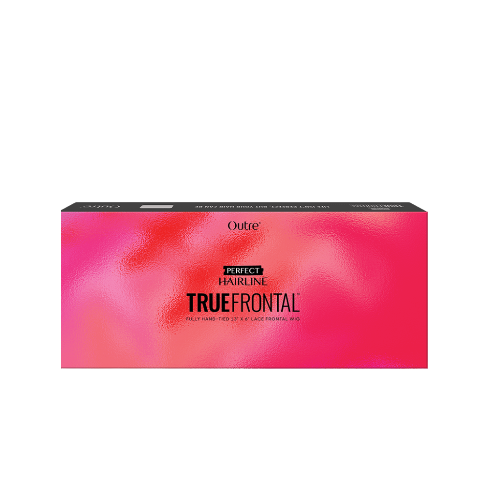 OUTRE True Frontal packaging box in pink gradient showing brand logo for 13x6 lace front wig