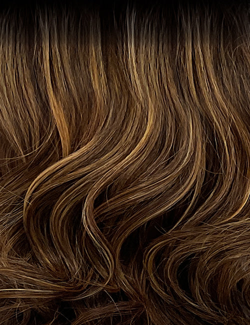 OUTRE 13x6 lace frontal wig synthetic long wavy brown with caramel highlights soft natural shine