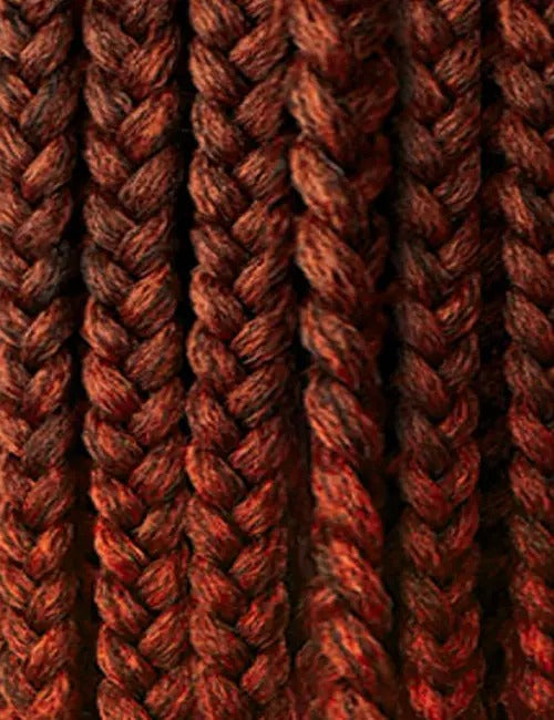 Close-up of OUTRE 3B curly drawstring ponytail with rich reddish brown braided hair texture