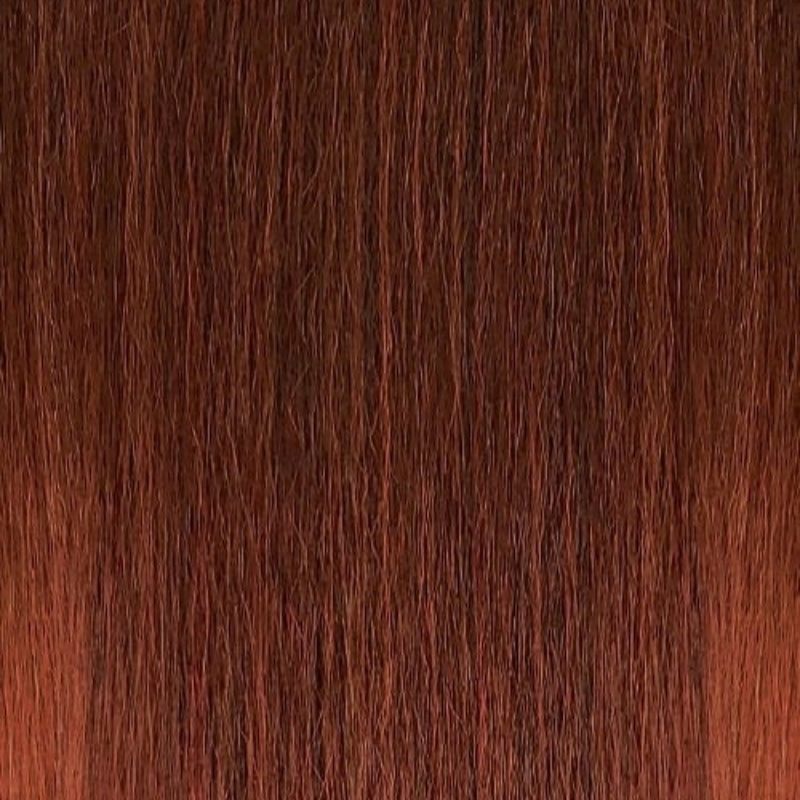 OUTRE 4A kinky curly clip in hair extensions auburn brown closeup showing textured strands and natural sheen
