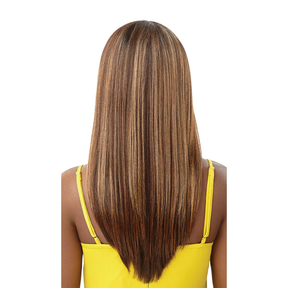 Perruque synthétique à bonnet intégral en dentelle avec raie au milieu, 55,9 cm