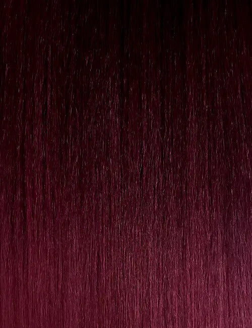 OUTRE afro puff ponytail extension with straight textured burgundy ombre hair