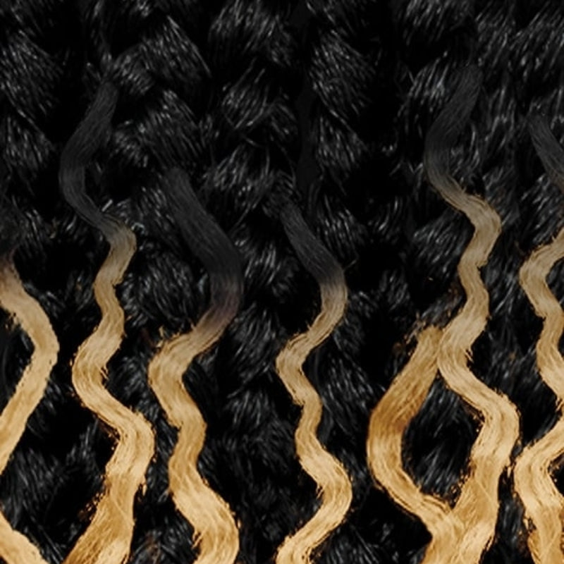 OUTRE boho island twist braiding hair in black with blonde wavy accents perfect for stylish braids