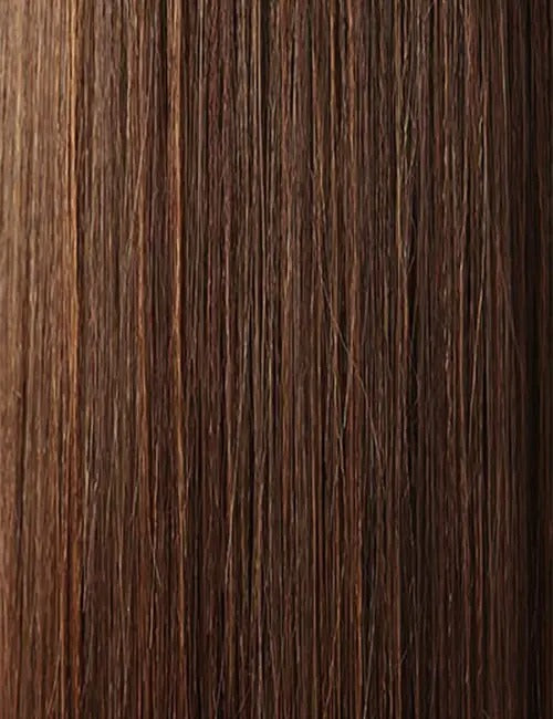 OUTRE clip-in ponytail hair extension in natural brown shades with smooth straight texture