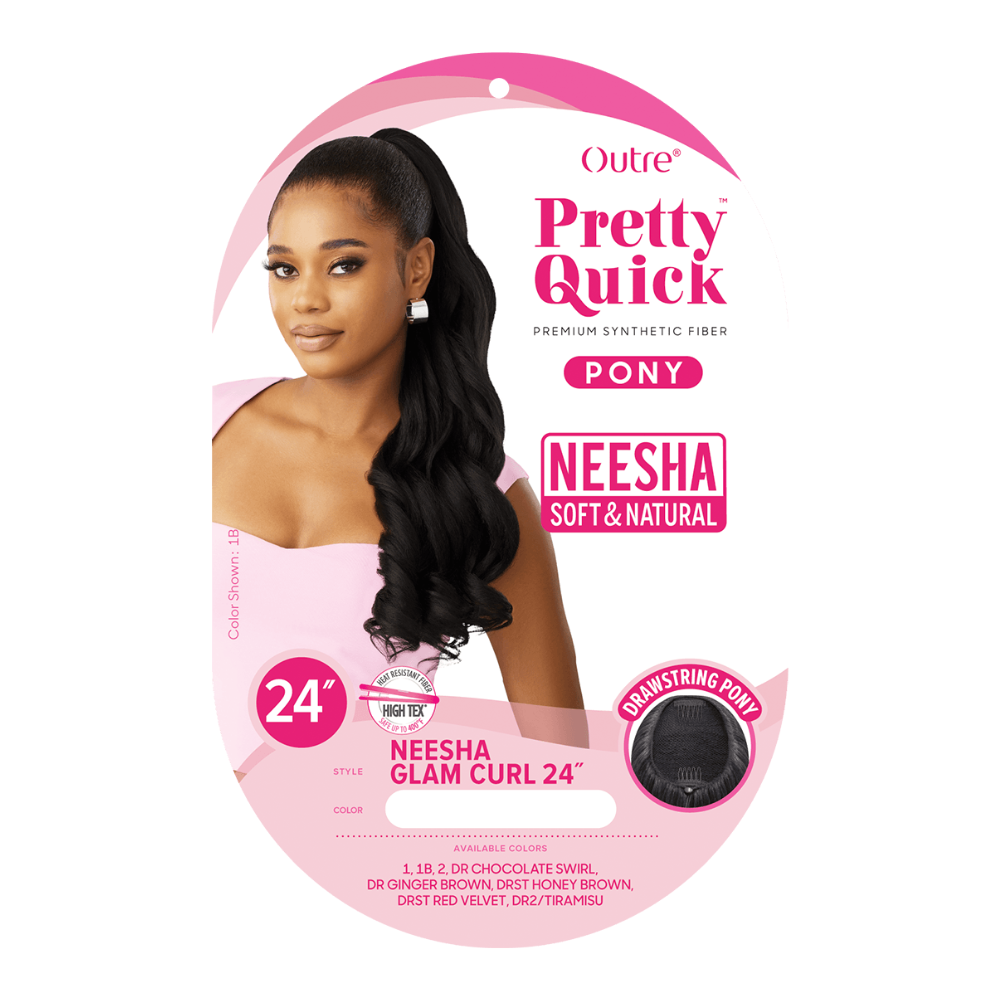 OUTRE Pretty Quick Neesha 24 inch glam curly ponytail extension in soft natural black with drawstring