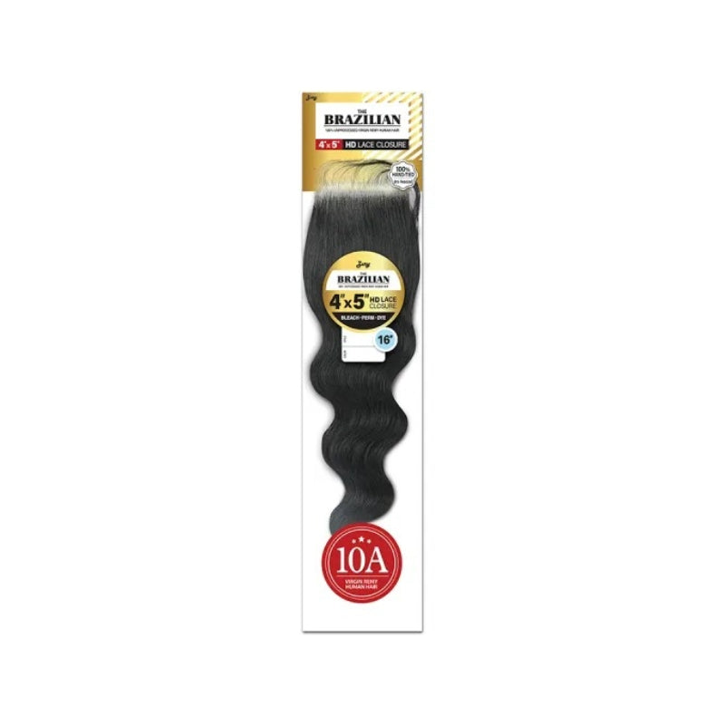 ROYAL IMEX HD lace closure Brazilian hair 4x5 body wave 16 inch 10A grade natural black closure