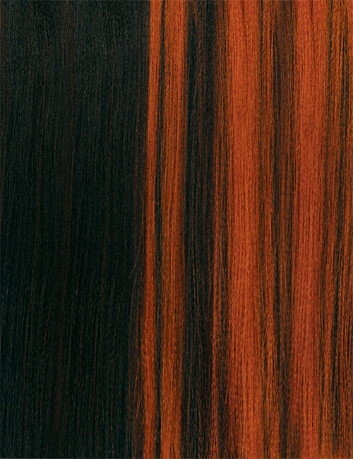 OUTRE jumbo braid hair extensions in a mix of black and vibrant orange strands