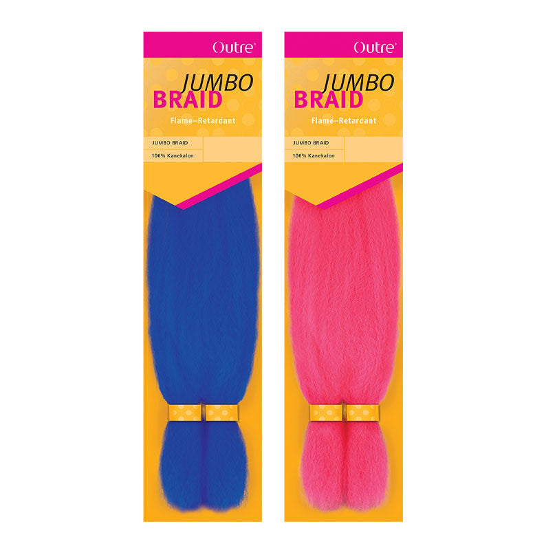 Outre jumbo braid hair extensions in vibrant blue and pink colors flame-retardant synthetic fibers