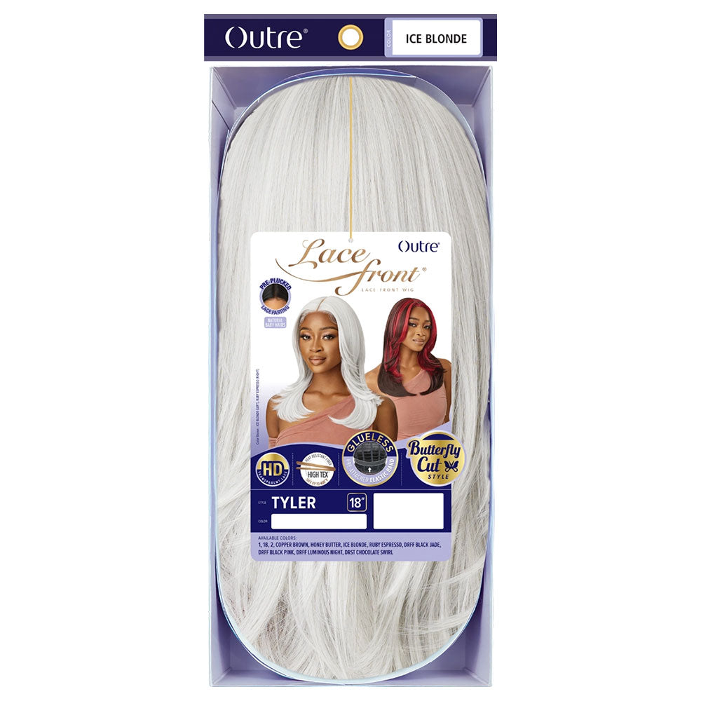 OUTRE lace front synthetic wig Tyler 18 inch ice blonde long straight style for everyday wear