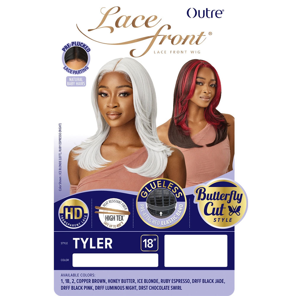 OUTRE Tyler 18 inch Butterfly Cut lace front synthetic wig in blonde and red ombre glueless pre plucked style