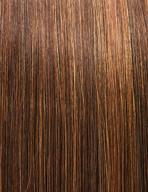 Outre The Daily Wig straight brown hair close up showing smooth strands and natural highlights for everyday wear