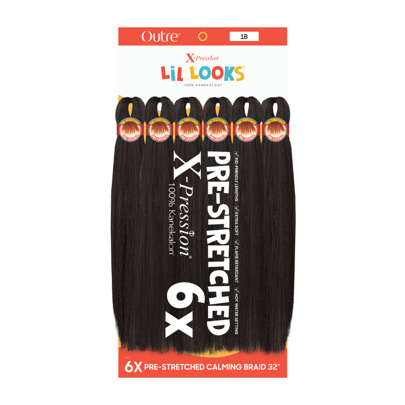 OUTRE 6 packs of pre-stretched calming braid hair 32 inch in natural black for easy braiding