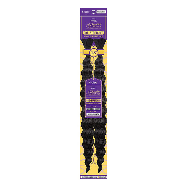 Outre pre-stretched loose deep bulk hair 18 inch natural black Brazilian braid bundle