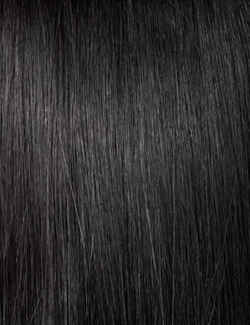 OUTRE synthetic hair full cap wig straight jet black smooth strands close up natural shine texture