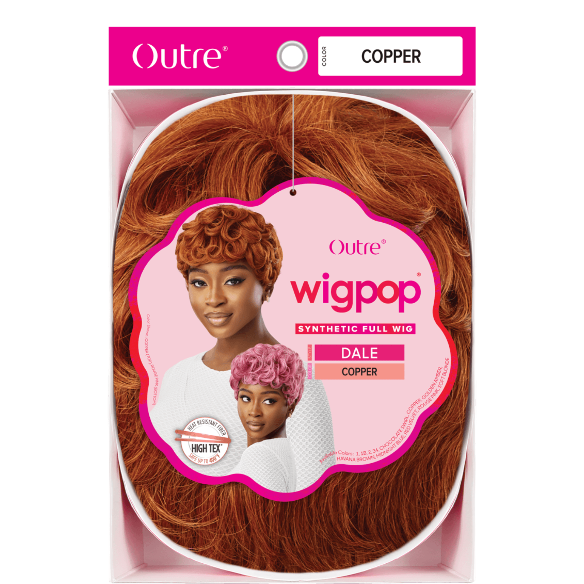 OUTRE Wigpop synthetic full cap wig Dale in copper short curly pixie style with natural sheen