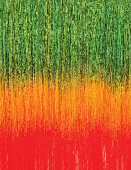 OUTRE pre-stretched braiding hair in green yellow orange red ombre for vibrant protective styles