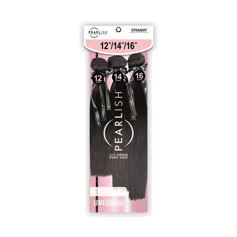 SENSATIONNEL Pearlish 12 14 16 inch straight human hair bundles in natural black packaging