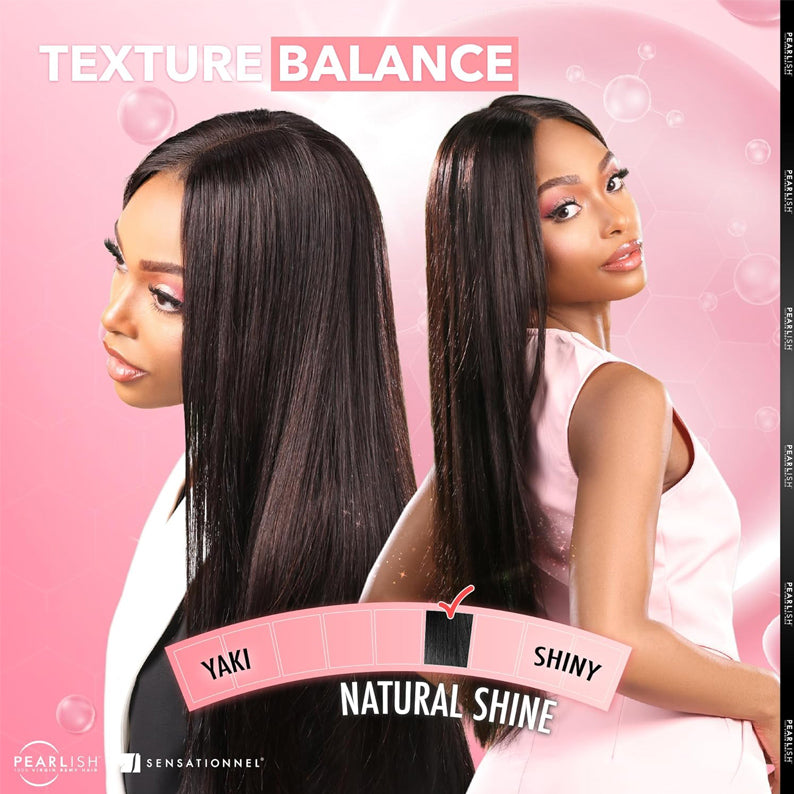 SENSATIONNEL models showing long straight shiny dark hair with natural shine Virgin Remi Euro Deep Pearl hair extensions