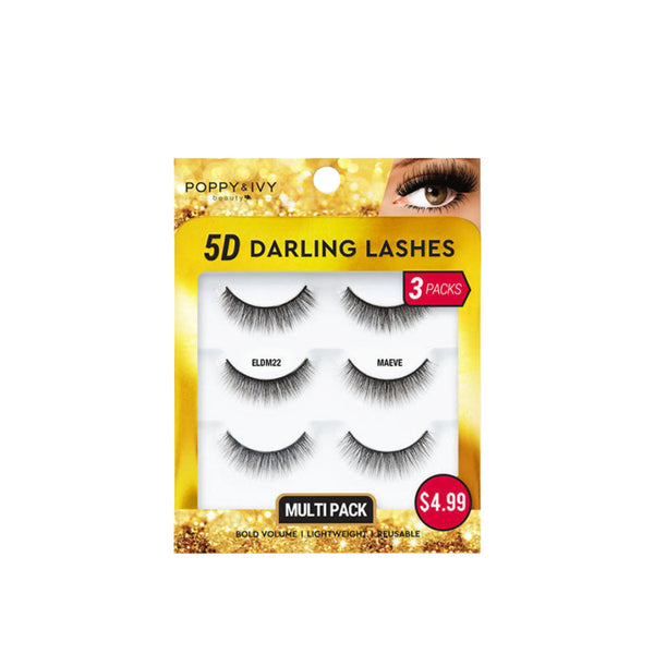 Absolute New York 5D Darling Lashes multi pack 3 pairs dramatic lightweight false eyelashes for makeup