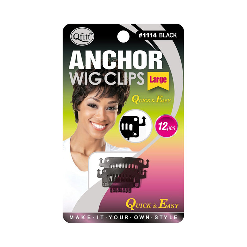 Large wig clips for wigs in black, 12 pieces for secure attachment and easy styling