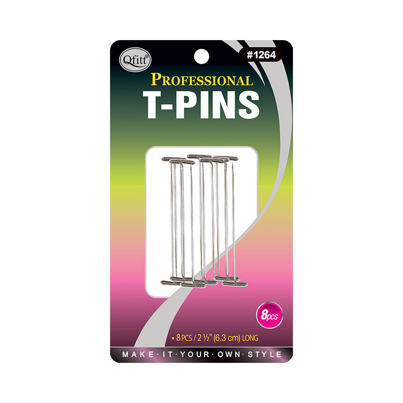 M and M professional t-pins for wigs metal T shaped pins on retail card packaging 8 pieces 2.5 inch long