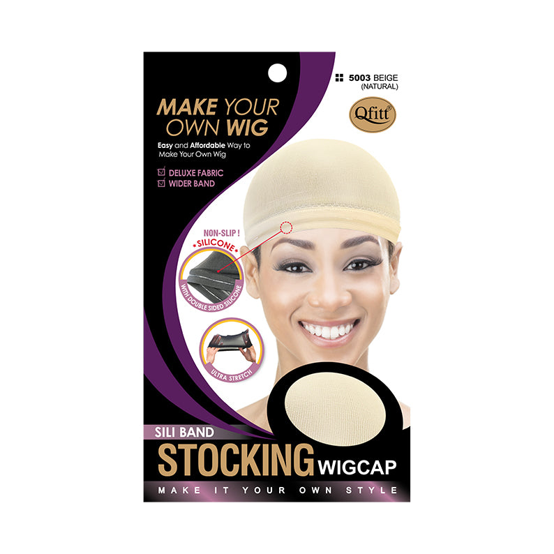 M&M silicone wig cap beige stocking wig cap with non-slip silicone band for easy wig making
