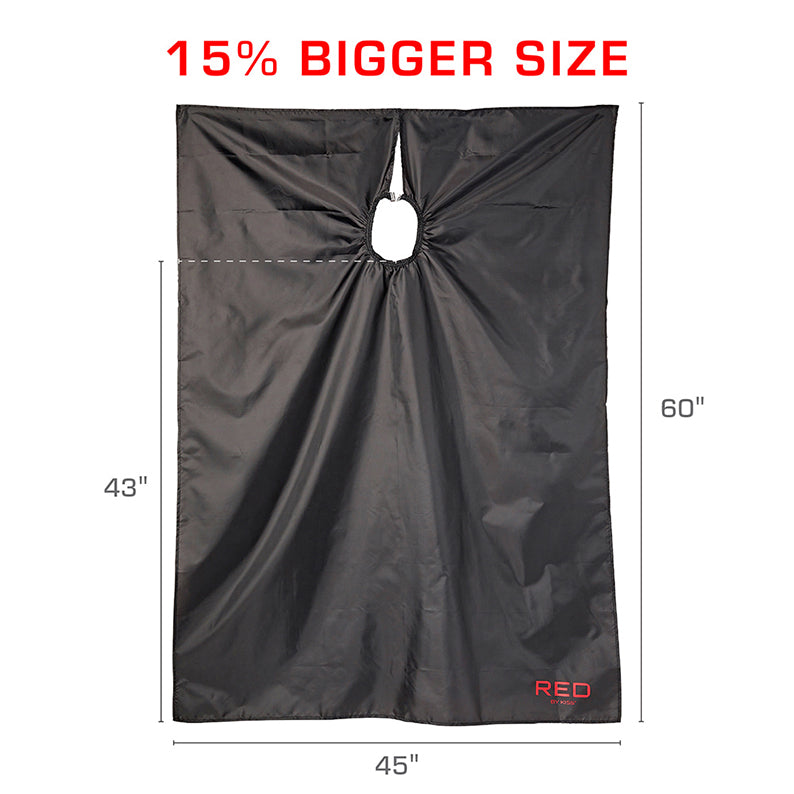 RED BEAUTY by KISS black all purpose salon cape 60x45 inch waterproof styling cape with neck opening