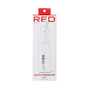 RED BEAUTY by KISS auto pressure hair spray bottle in clear plastic with white trigger on retail box