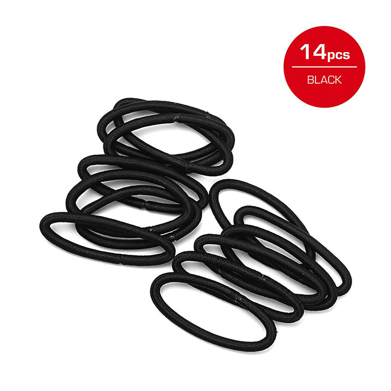 Set of 14 black elastic hair bands by RED BEAUTY by KISS for secure hair styling