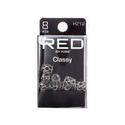 RED by KISS Classy silver hair rings in clear box 8 pcs braid charm set for decorative braids