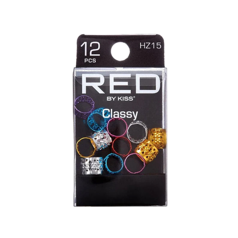 RED by KISS Classy pack of 12 metallic braid hair charms in gold silver blue pink black for decorative braids