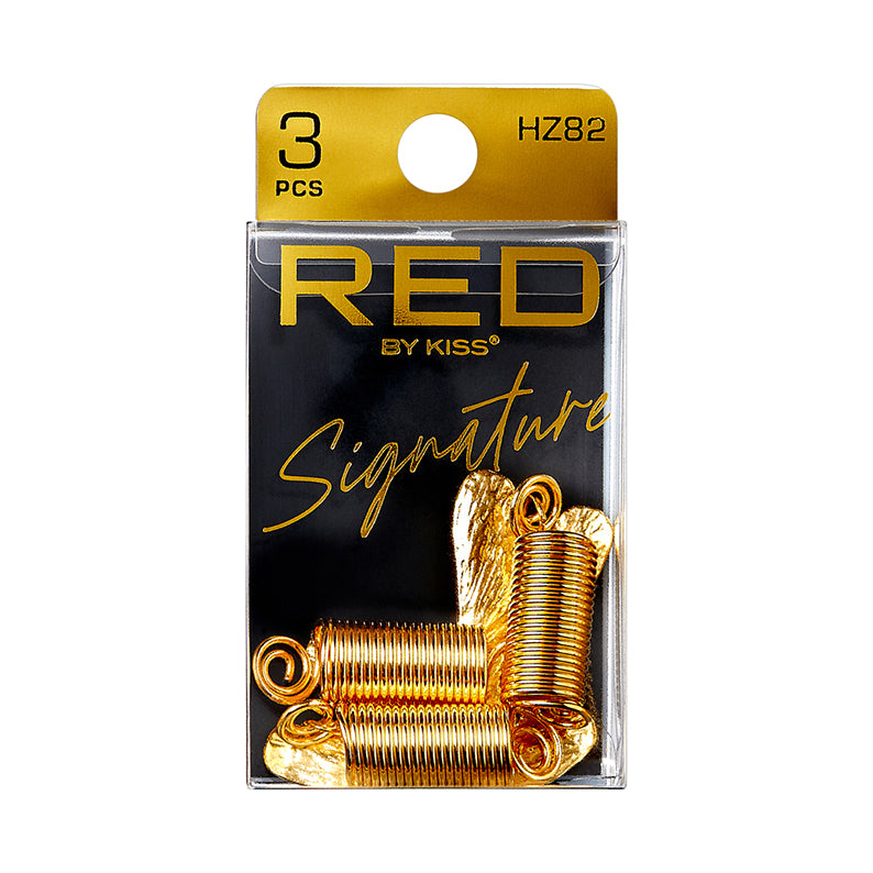 RED BEAUTY by KISS braid hair charms gold coil 3 piece pack in clear Signature packaging