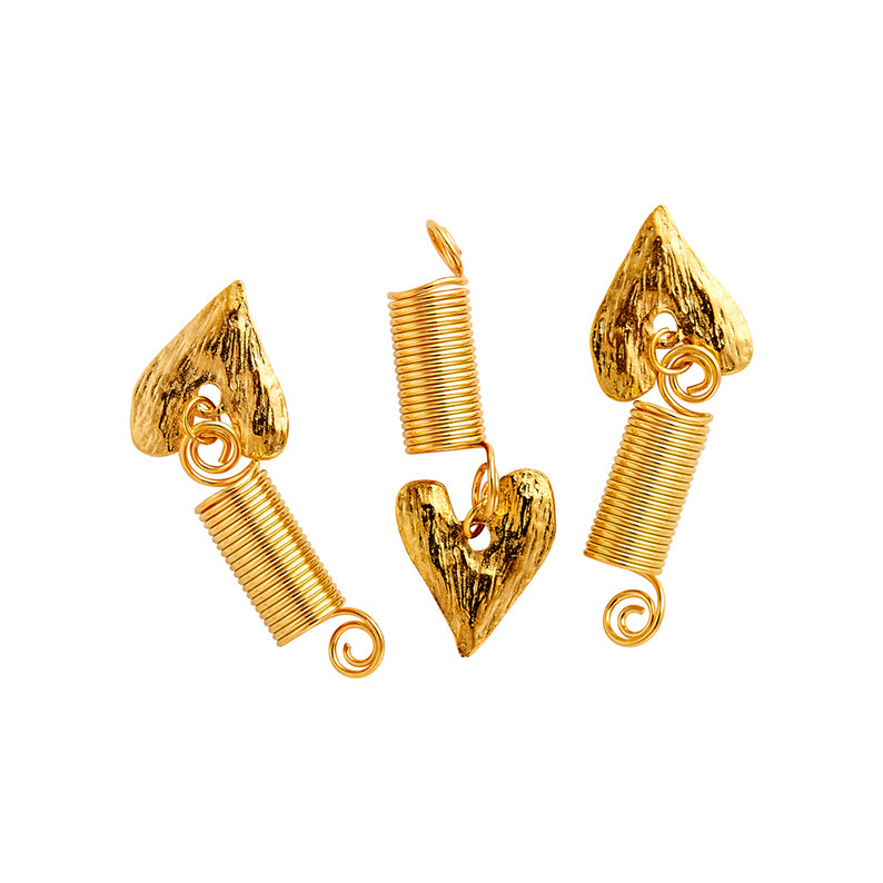 RED BEAUTY by KISS gold heart braid hair charms with coiled spring attachments for decorative braids
