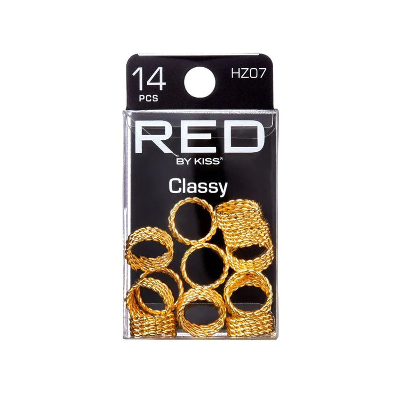 RED BEAUTY by KISS 14 piece gold braid hair charms set textured twist rings for braids