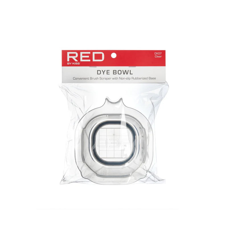 RED BEAUTY by KISS clear dye bowl for hair coloring with non slip rubber base and brush scraper