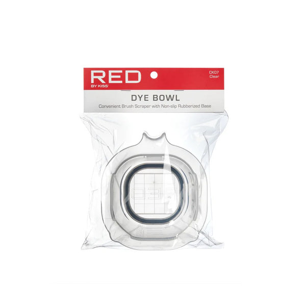 RED BEAUTY by KISS clear dye bowl for hair coloring with non slip rubber base and brush scraper