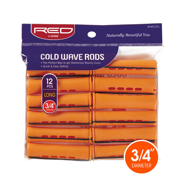 RED BEAUTY by KISS packaged orange cold wave rods 3/4 inch long 12 piece set for curling hair