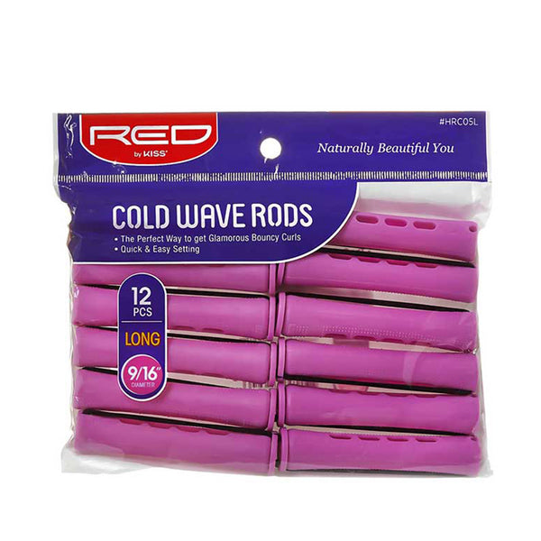 RED BEAUTY by KISS 12 pack pink long cold wave rods for long hair nine sixteenth inch diameter retail pack