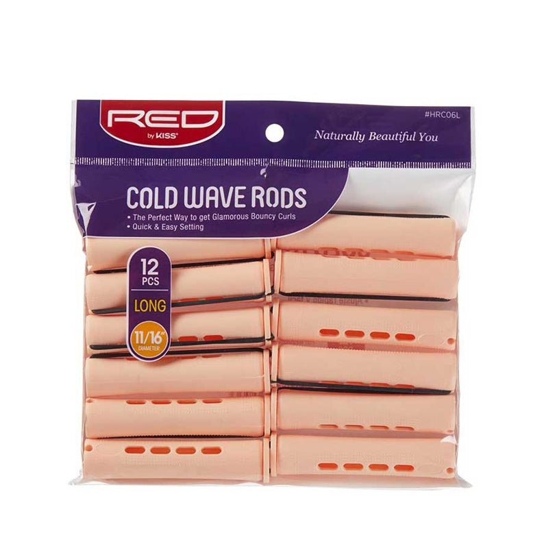 RED BEAUTY by KISS pack of 12 long peach cold wave rods for long hair for voluminous curls