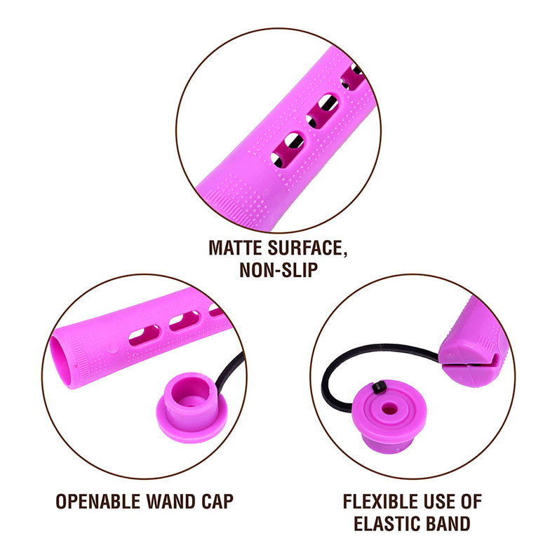 RED BEAUTY by KISS pink cold wave rods for short hair showing matte non slip surface wand cap and elastic band